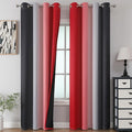 Estelar Textiler Black and Red Ombre Blackout Curtains 90 Inches Long 2 Panels Set, Thermal Insulated Gradient Drapes for Bedroom, Full Room Darkening Energy Saving Curtains for Living Room,52Wx90L