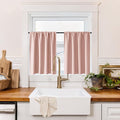RYB HOME 100% Blackout Basement Curtains 30 inches Long, Heat & UV Blocking Total Room Darkening Noise Reducing Curtains for Bathroom RV Campers, Peach Pink, 2 Panels Set