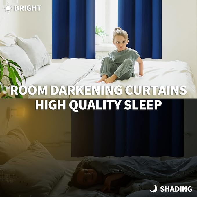 BGment Blackout Curtains for Bedroom - Grommet Thermal Insulated Room Darkening Curtains for Living Room, 52 x 72 Inch, 2 Panels, Royal Blue
