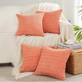 Fancy Homi 4 Packs Boho Coral Decorative Throw Pillow Covers 18x18 Inch for Living Room Couch Bed Sofa, Rustic Modern Farmhouse Home Decor, Soft Plush Corduroy Cute Square Peach Cushion Case 45x45 cm