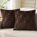 decorUhome Throw Pillow Covers 20x20 Inch Set of 2, Soft Plush Faux Wool Dark Brown Solid Couch Pillow Covers, Accent Farmhouse Neutral Square Pillow Cases for Sofa Bed Living Room