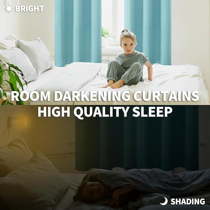 BGment Blackout Curtains - Grommet Thermal Insulated Room Darkening Bedroom and Living Room Curtains, Set of 2 Panels (42 x 63 Inch, Baby Blue)