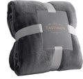 TASTHROW Large Flannel Fleece Throw Blanket, 90×90 Inch - Cozy Lightweight Thick Blanket - All Seasons Suitable for Women, Men and Kids (Grey)