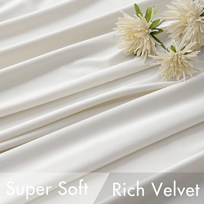 MIULEE Velvet Curtains 108 inches - Luxury Curtains for Bedroom Living Room Thermal Insulated Super Soft Room Darkening Window Drapes Rod Pocket & Back Tab, White, W52 x L108 inches, 2 Panels