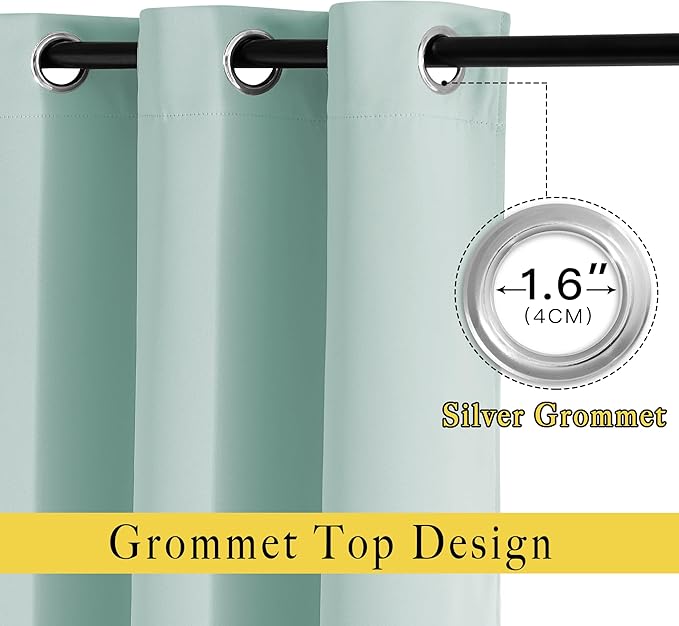 NICETOWN Blackout Curtain Panels 90 - Window Treatment Energy Saving Thermal Insulated Solid Grommet Blackout Drapes for Living Room (Aqua Blue, 1 Pair, 46 by 90-Inch)