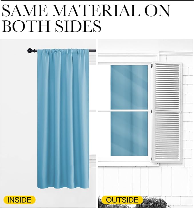 NICETOWN 2 Panels Blackout Curtains, Rod Pocket Thermal Insulated Drapess for Bedroom, Privacy Protection Easy-Care Heavy Duty Curtains for Living Room/Dining Room, W70 x L95 inches, Teal Blue