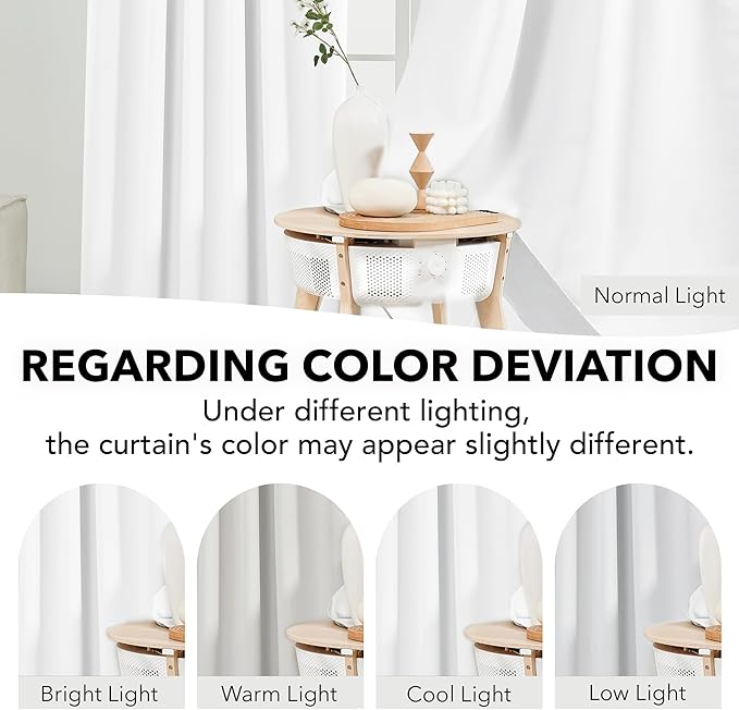 Deconovo Total Blackout Curtains 2 Panels W42 x L45— 100% Blackout, Thermal Insulated, Back Tab, Machine-Washable Drapes, White