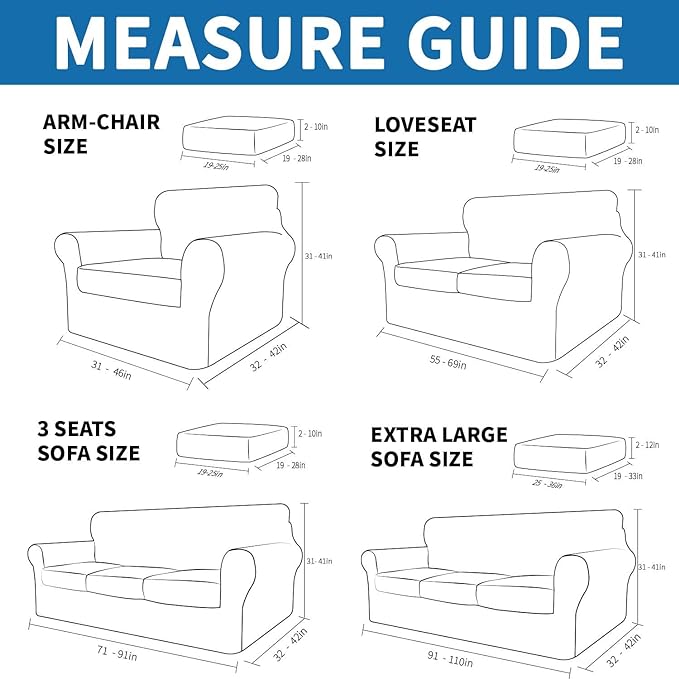 XINEAGE New 2 Pieces Chair Covers with Arms Super Stretch Chair Slipcover for Living Room Pet Dog Universal Slip Cover Anti Slip Armchair Furniture Protector (Brown), 31"-46"(1 Cushion)