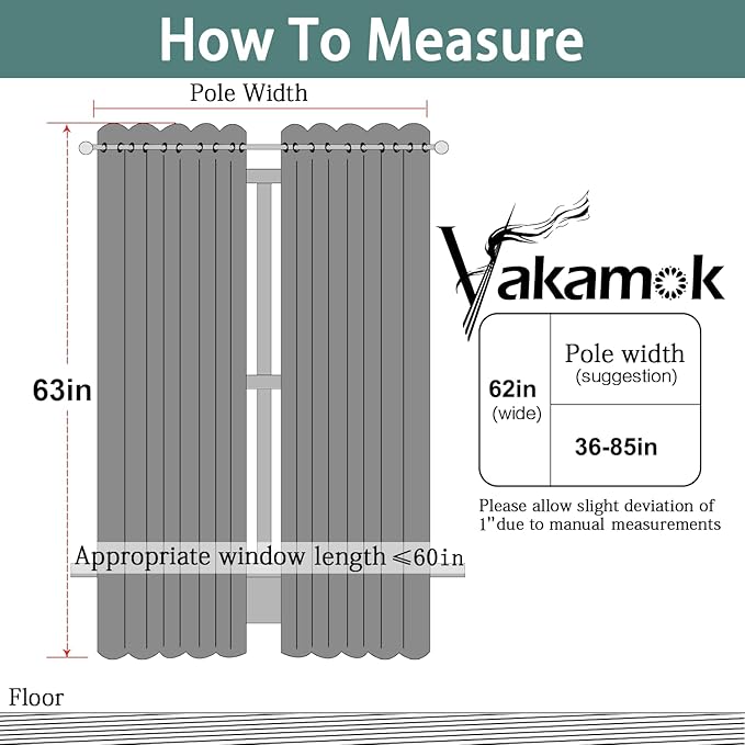 Yakamok Blackout Curtains Room Darkening Thermal Insulated Window Panels,Solid Grommet Top Drapes for Bedroom/Living Room(62Wx63L, Light Beige, 2 Panels)