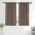 PONY DANCE Blackout Curtains Set - Short Window Curtain Draperies Thermal Insulated Home Decoration Energy Saving Back Tab/Rod Pocket Panels for Bedroom, 42-inch by 45-inch, Mocha, 2 PCs
