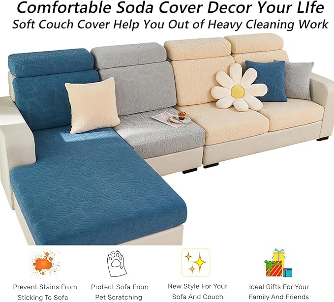 Soothing Home Sofa Covers, Sofa Hero Covers, Wear-Resistant Universal Couch Covers Washable Stretch Sectional Couch Cushion Covers (Pink,Chaise Cover)