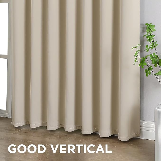 Joydeco Blackout Curtains 72 Inches Long 2 Panels Set, Thermal Insulated Long Curtains& Drapes 2 Burg, Room Darkening Drapes for Bedroom Living Room (Light Beige, W37 x L72 Inch)