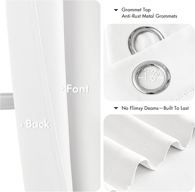 MIULEE Short Curtains for Windows - Pure White Half Window Curtains Thermal Insulated Privacy Drapes for Kitchen Bedroom Bathroom Grommet Top Small Basement Tiers W40 x L36 Inch 2 Panels
