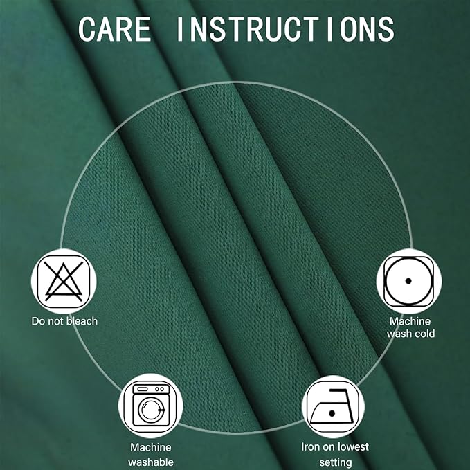 LEMOMO Blackout Curtains 66 x 54 Inch Long Dark Green Curtains Set of 2 Panels Room Darkening Curtains for Bedroom and Living Room