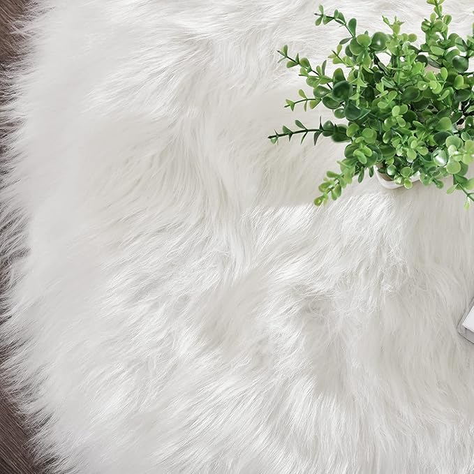 Latepis Runner Rugs for Hallway 2x8 White Faux Sheepskin Fur Rug Fluffy Shag Rugs for Bedroom Living Room Rug Rectangle