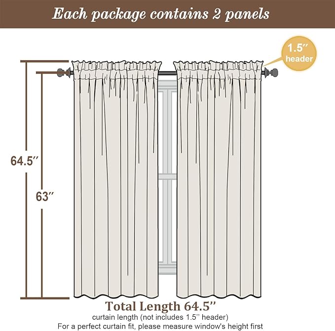Chyhomenyc Blush Pink Sheer Curtains 63 Inches Long 2 Panels, Light Filtering Bright Lightweight Curtains for Living Room, Soft Gentle Voile Rod Pocket Bedroom Window Drapes, 59Wx63L Inch, 2PCS