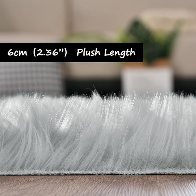 Goolela Grey Area Rug 6x9 Fluffy Fuzzy Shag Rug for Living Room Bedroom Faux Sheepksin Fur Soft Shaggy Luxury Rectangle