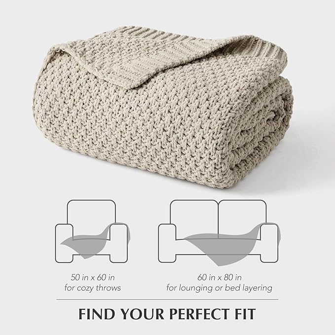 EVERGRACEHOME Chunky Chenille Knit Throw Blanket for Couch, Soft Luxurious Moss Stitch Blankets for Bed, Cozy Decorative Farmhouse Knitted Throws for Sofa, Warm Gray, 50" x 60"