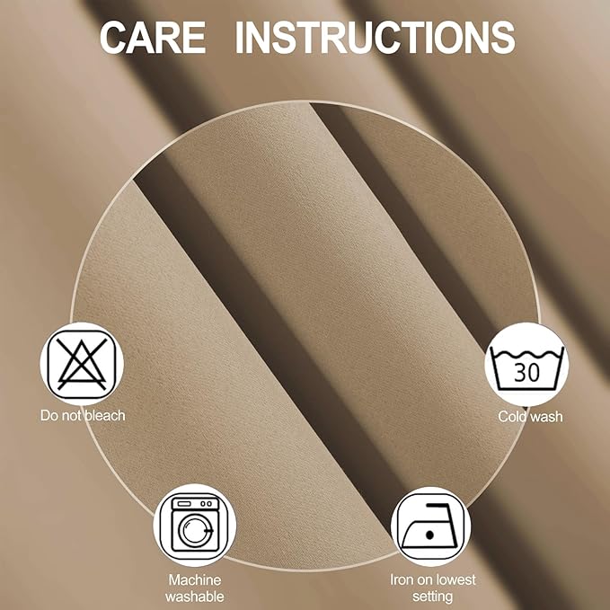 LEMOMO Natural Thermal Blackout Curtains/52 x 95 Inch/Set of 2 Panels Room Darkening Curtains for Bedroom