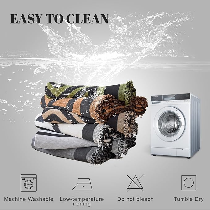 HANDONTIME Boho Geometric Couch Covers for Sofa Pet Friendly Brown and Black Sofa Covers Washable Chenille Couch Blanket Cover for 3 4 Cushion Couches Pet Protector Furniture Cover Soft, 71" X 134"