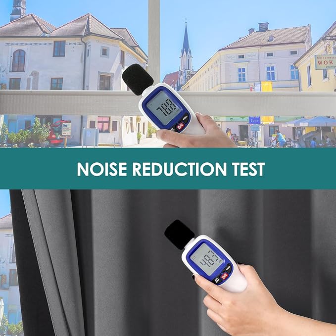 ChrisDowa 100% Blackout Curtains 72 inch Long for Bedroom with Black Liner, 2 Thick Layers Total Blackout Thermal Insulated Grommet Window Curtains 2 Panels Set (Grey, 42 x 72 Inch)