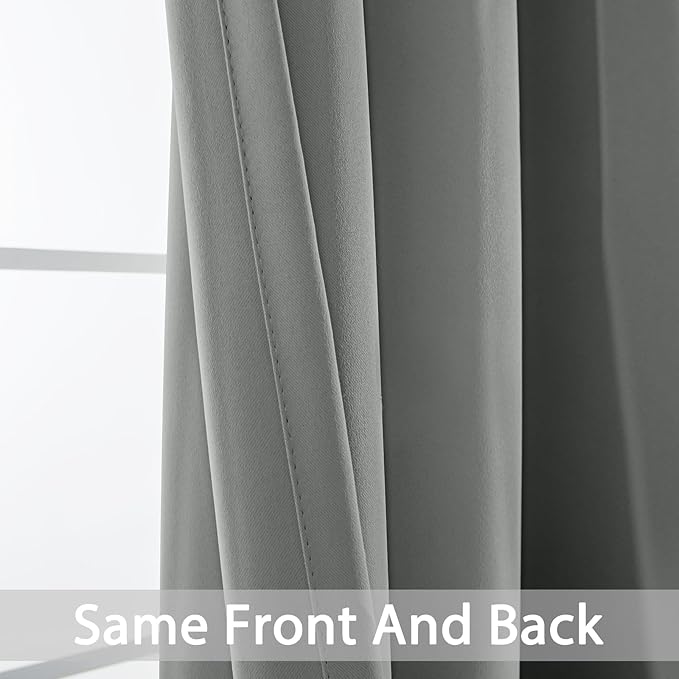 Yakamok Dove Grey Room Darking for Livingroom Dining Room Darkening Thermal Insulated Bay Window Hotel Modern Elegant Black Out Sunblock Curtins/Bedroom, 52 x 45 Inches, 2 Panel Sets