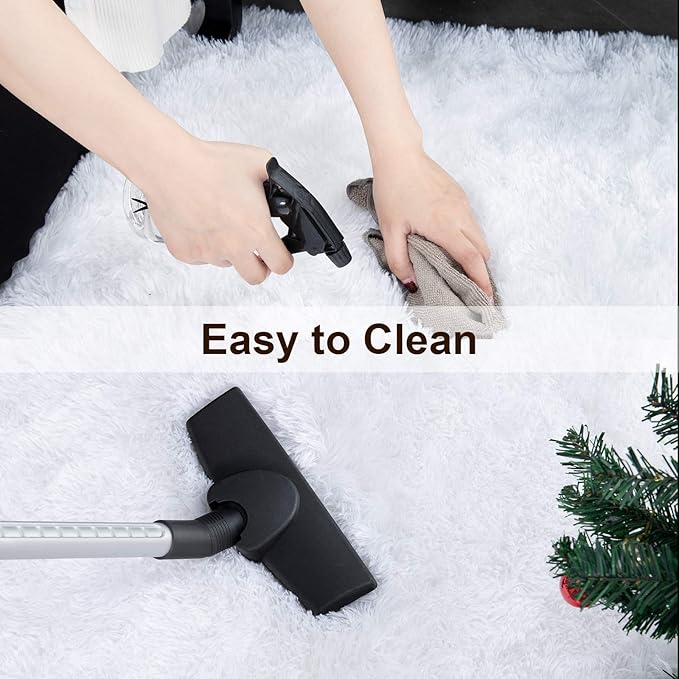 TWINNIS Super Soft Shaggy Rugs Fluffy Carpets 6x9 Feet, Indoor Modern Plush Area Rugs for Living Room Bedroom Kids Room Nursery Home Decor, Upgrade Anti-Skid Rectangular Fuzzy Rug, White
