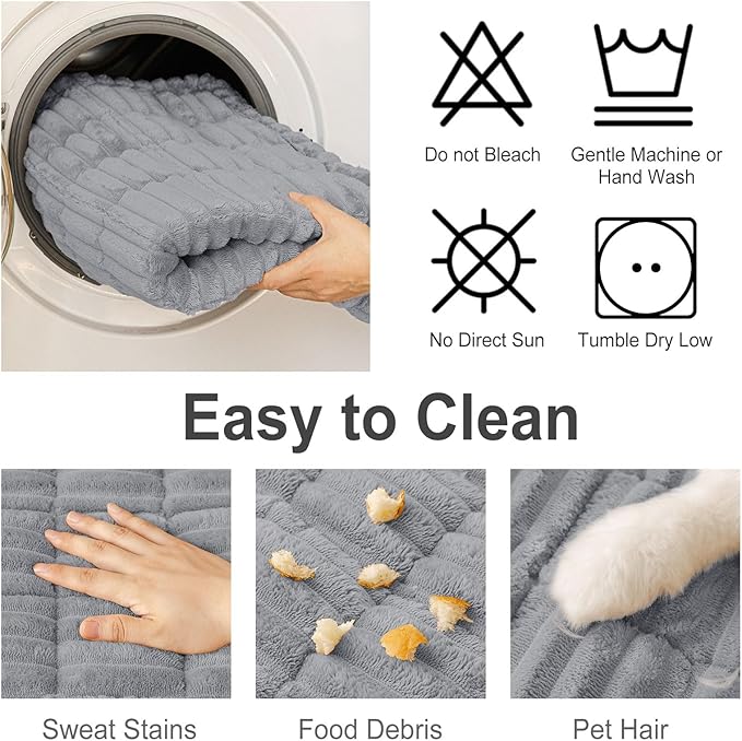 hyha Couch Covers for Dogs Washable, Non Slip Plush Dog Sofa Protectors, Fuzzy Pet Couch Covers for 3 Cushion Sofa Pet Friendly (Grey, 27.6" x 88")