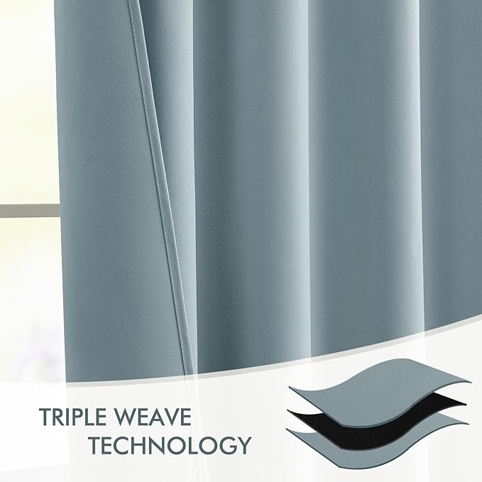 MIULEE Slate Blue Back Tab Blackout Curtains 120 Inch Long 2 Panels Set for Bedroom, Rod Pocket/Pinch Pleated Extra Long Thermal Insulated Living Room Darkening Light Blocking 10FT Drapes