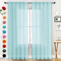 SpaceDresser Basic Rod Pocket Sheer Voile Window Curtain Panels Sky Blue 1 Pair 2 Panels 52 Width 90 Inch Long for Kitchen Bedroom Children Living Room Yard（Sky Blue, 52W x 90L）