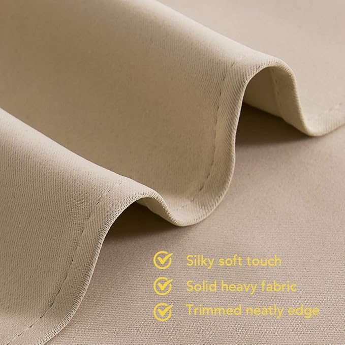 NICETOWN Blackout Farmhouse Curtains, Biscotti Beige, Set of 2, 34 by 80 Inch, Thermal Insulated Solid Grommet Vertical Drapes Room Darkening Window Treatments for Bedroom
