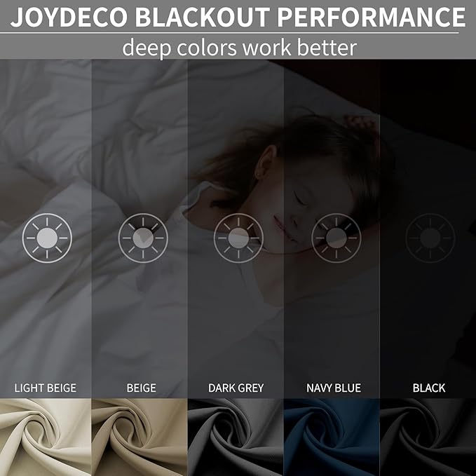 Joydeco Blackout Curtains 95 Inch Length 2 Panels Set, Thermal Insulated Long Curtains& Drapes 2 Burg, Room Darkening Grommet Drapes for Living Room Bedroom Window (Natural, W52 x L95 Inch,)