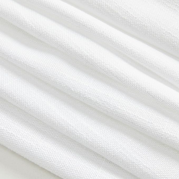 MYSKY HOME Floor to Ceiling Curtains 102 Inches White Sheer Window Drapes 2 Panel Sets Back Tab Draperies Linen Look Boho Fabric, Soft Cotton Blend Light Filtering for Living Room