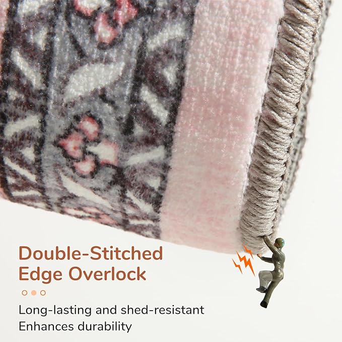 OPPODREAM Soft 6x9 Area Rugs, Washable Rug 6x9 with Non Slip Backing, Faux Cashmere Low-Pile 6 x 9 Carpet, Pink & Cream