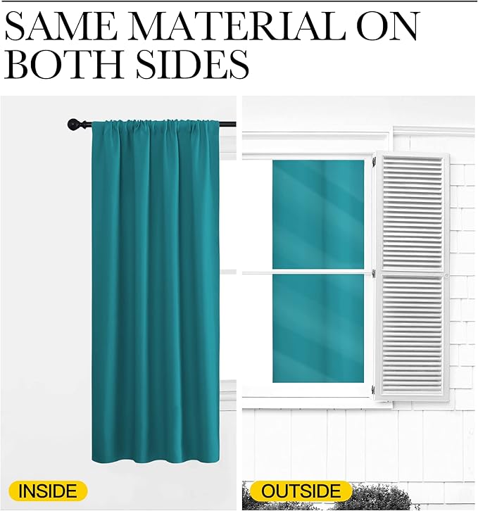 NICETOWN Peacock Blue Blackout Curtains Panels for Window, Thermal Insulated Rod Pocket Blackout Drapes/Draperies for Living Room (2 Panels, W42 x L48 inches)