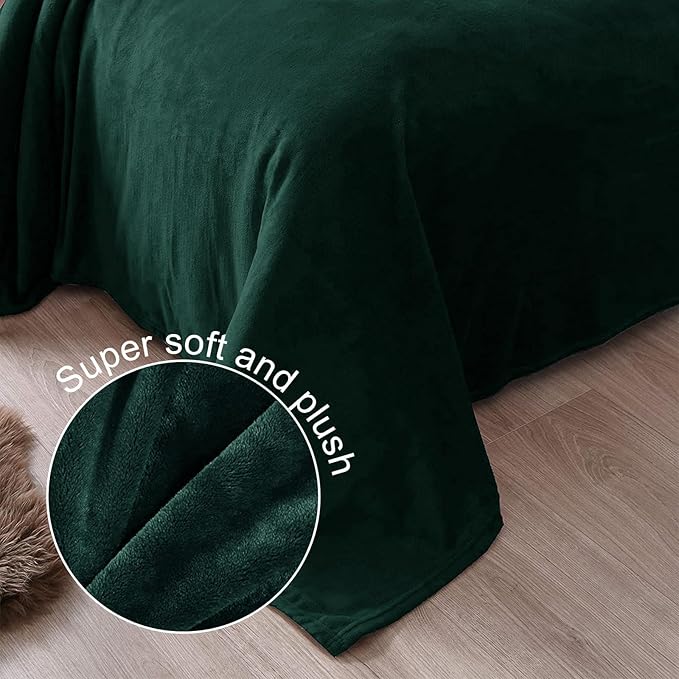 Exclusivo Mezcla Fleece Blanket Cal King Size for Bed, Super Soft and Warm, All Season, Cozy, Plush, Lightweight, 120x120 Inches, Forest Green