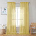 Chyhomenyc Sheer Mustard Yellow Curtains 90 inches Long 2 Panels, Light Filtering Soft Airy Solid Elegant Voile Window Treatment Drapes for Bedroom Living Room Wedding Party Decor, 42 Wx90 L Inches