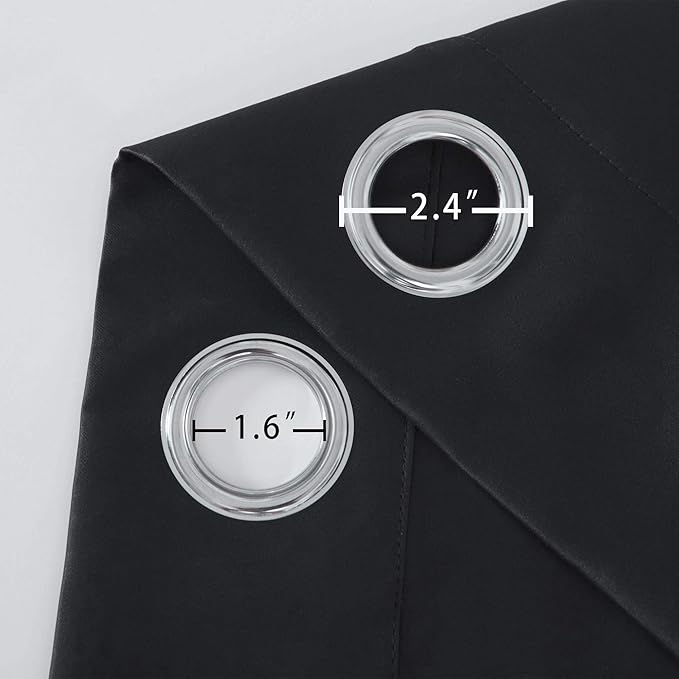 LEMOMO Blackout Curtains 52 x 108 inch/Black Curtains Set of 2 Panels/Thermal Insulated Room Darkening Bedroom Curtains