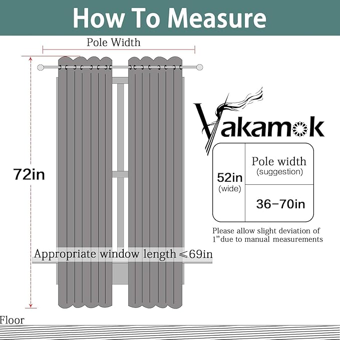 Yakamok Room Darkening Thermal Insulated with Grommet Blackout Curtains for Bedroom, 52Wx72L inch, Coral Orange, 2 Panels