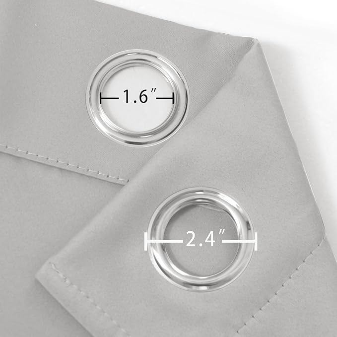 LEMOMO Light Grey Blackout Curtains/38 x 54 Inch/Set of Two Panels Grommet Living Room Curtains