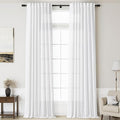 Nanspring White Linen Curtains 2 Panels Set for Living Room 192 Inches Long Back Tab Extra Long Curtains Farmhouse Light Filtering Semi Sheer Linen Drapes Ceiling to Floor for Large Window 52x192