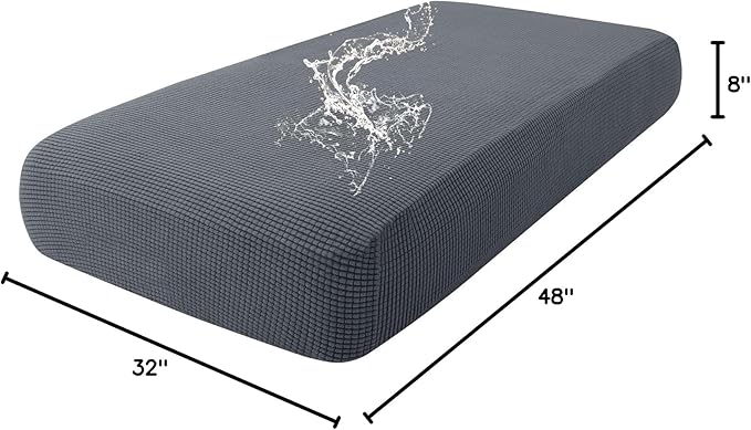hyha Waterproof Couch Cushion Covers for Pets, Non Slip Sofa Seat Cover for Dogs Washable, Soft Thick Stretch Jacquard Fabric, Sofa Slipcovers with Elastic Bottom (1 Piece for Medium, Grey)