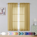 Simplebrand Gold Sheer Curtains 63 Inch Length 2 Panels, Rod Pocket Solid Color Window Sheer Curtain Panels, Elegant Curtains & Drapes for Living Room, Bedroom 2 Panels (Gold, 42" W x 63" L)