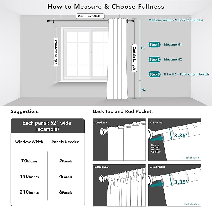 Deconovo Blackout Curtains, Thermal Insulated, W70 x L84 2 Panels, Back Tab, Machine Washable, Room-Darkening Drapes for Bedroom/Living Room Brown