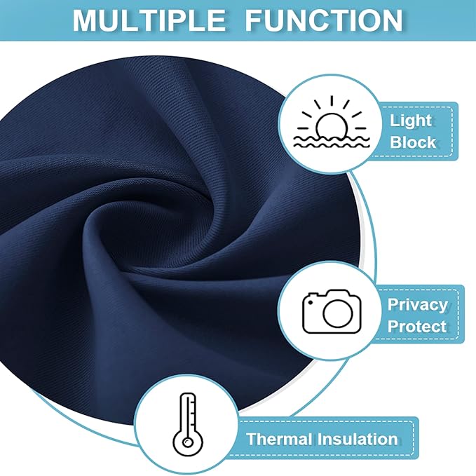 RYB HOME Blackout Curtains for Bedroom 84 inches Long 2 Panels Set, Privacy Thermal Insultaed Sunlignt Heat Blocking Drapes for Nursery Rental Room, Width 42 by Length 84, Navy Blue