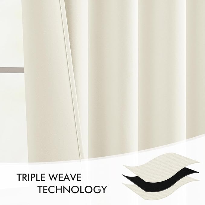 MIULEE Cream Back Tab Blackout Curtains 84 Inch Length 2 Panels Set for Living Room Bedroom Privacy, Rod Pocket/Pinch Pleat Thermal Insulated Room Darkening Pleated Light Blocking Drapes