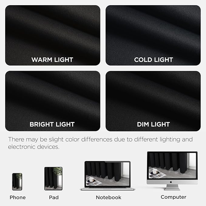 Joydeco Blackout Door Curtain for Doorway Privacy 72 Inches Long, Grommet Closet Curtain for Open Closet, Room Divider for Bedroom Living Room (Black, 52Wx72L, 1 Panel)
