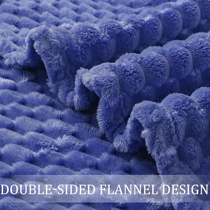 Exclusivo Mezcla Fleece Throw Blanket for Couch, Extra Large Fuzzy Cobalt Blue Bed Blankets, Soft Cozy Plush Sofa Throws for All Seasons, 50x70 Inches