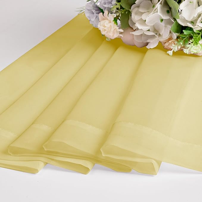 Chyhomenyc Mustard Yellow Short Sheer Curtains 36 inch Length, Light Filtering Half Window Curtians for Kitchen, Elegant Small Curtain for Basement Bathroom Cabinet, 42Wx36L inches, 2 Panels