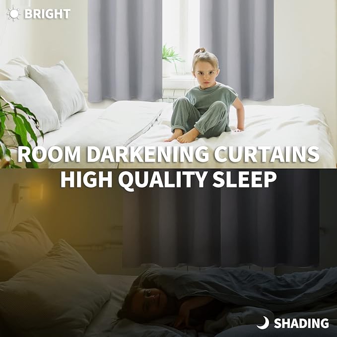 BGment Room Darkening Curtains for Bedroom - Grommet Thermal Insulated Window Treatments Light Blocking Curtains for Living Room, Set of 2 Panels, Each 46 x 84 Inch, Light Grey